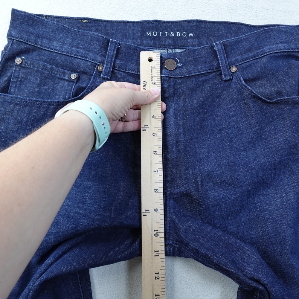 Mott and Bow Straight Crosby Jeans Mens 36 Blue Denim Stretch Dark Wash Pants - Picture 14 of 16